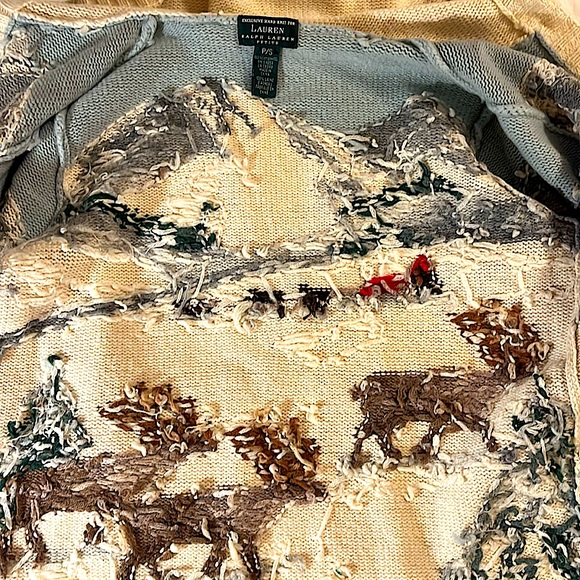 Ralph Lauren Vintage Exclusive Hand knit hooded cardigan sweater winter,sled,dog - Picture 9 of 15
